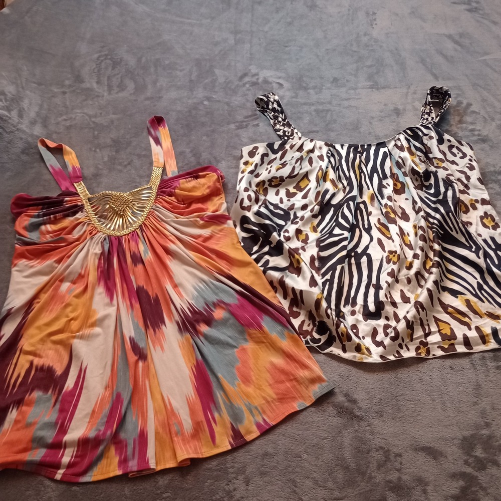 Boston Proper Tank Top‎ Bundle Womens S Multicolor Ikat Animal Print Boho Resort